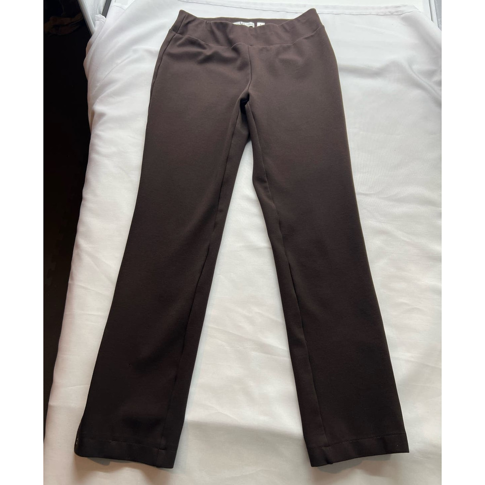 Women's LENA GABRIELLE Stretch Brown‎ Pants Rivets On Leg Elastic Waist Size 6